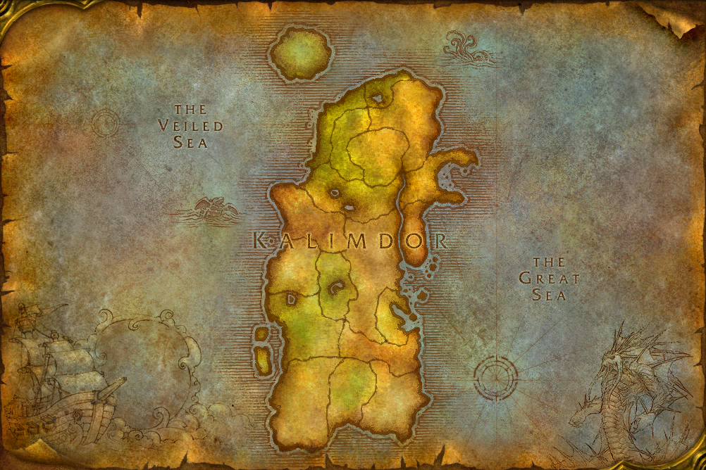 Classic Kalimdor continent map